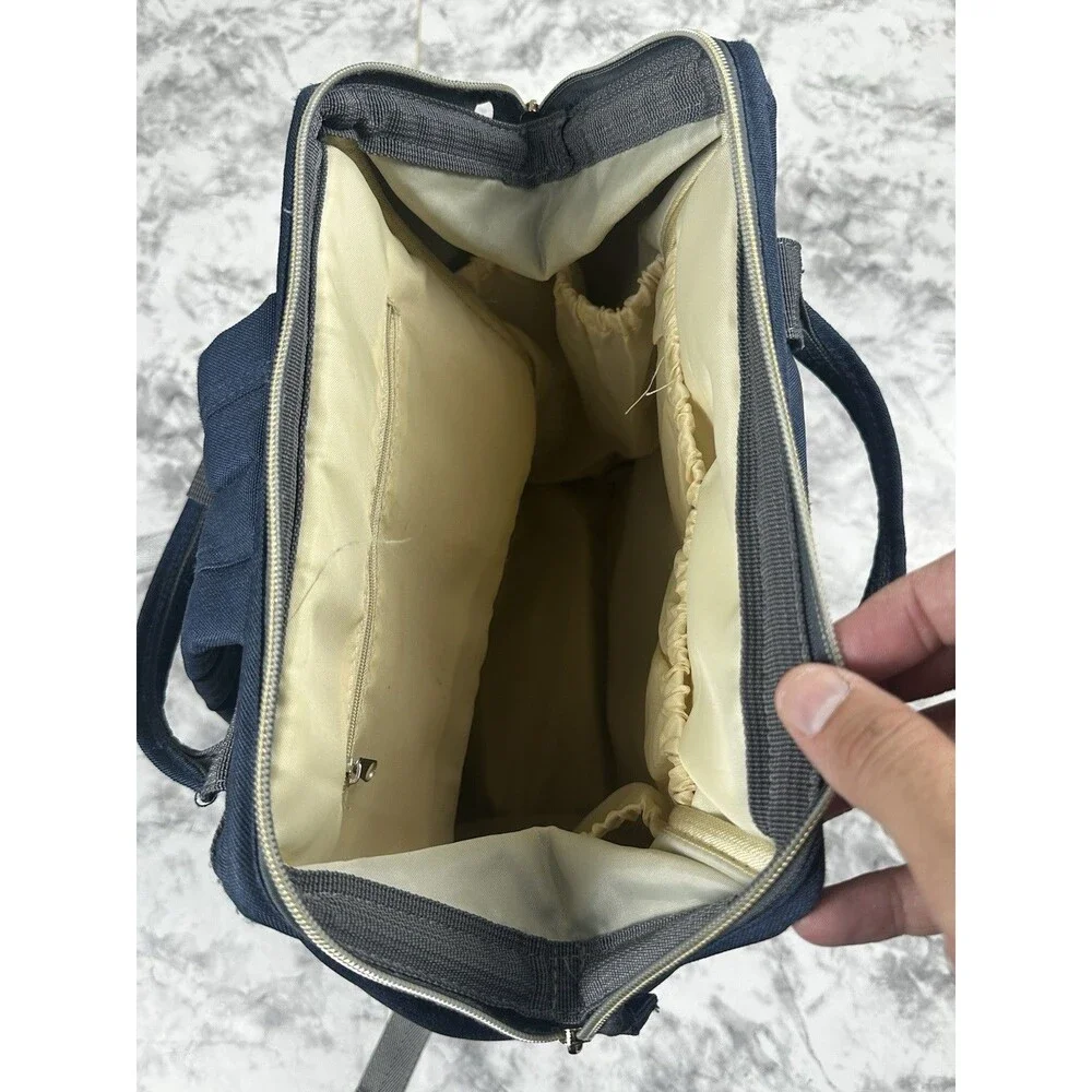 Land USA Mommy & Baby Diaper Bag Backpack Navy Blue Large Capacity Insulated
